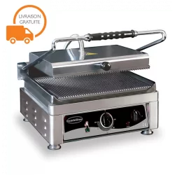 Grill panini/tacos rainuré/rainuré 40cm usage intensif 230v