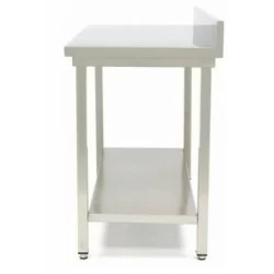 Table inox professionnelle avec dosseret et étagère basse 1500x600 mm