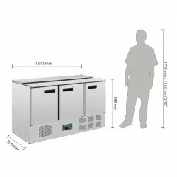 Comptoir de préparation inox 3 portes avec saladette intégrée -Polar -G607