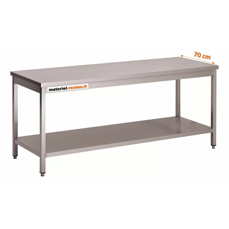 Table inox centrale 400*700mm avec étagère basse