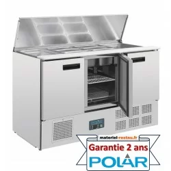 Comptoir de préparation inox 3 portes avec saladette intégrée -Polar -G607