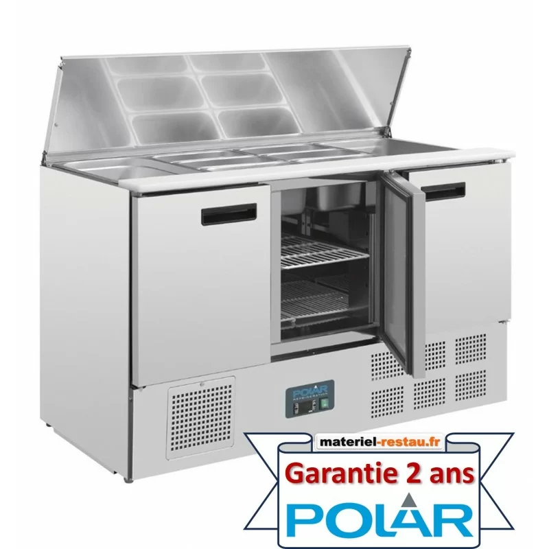 Comptoir de préparation inox 3 portes avec saladette intégrée -Polar -G607