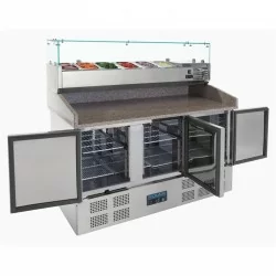 Comptoir de préparation pizza/salade 3 portes 1400*700mm - Polar -CN267