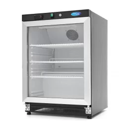 Réfrigérateur - 200 L - noir - avec porte en verre