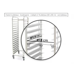 Chariot à plateaux - boulangerie - s'adapte à...